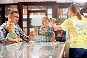 Family getting ice cream at The Cottage Barn